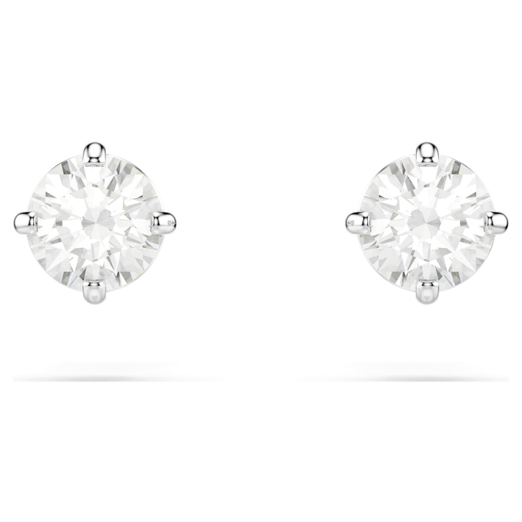Swarovski Stilla Attract stud earrings Round cut, White, Rhodium plated