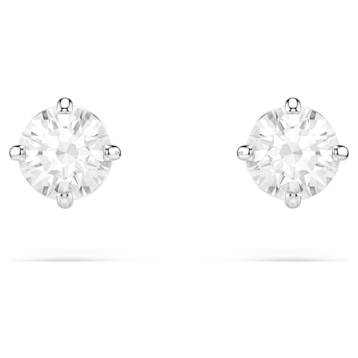 Swarovski Stilla Attract stud earrings Round cut, White, Rhodium plated