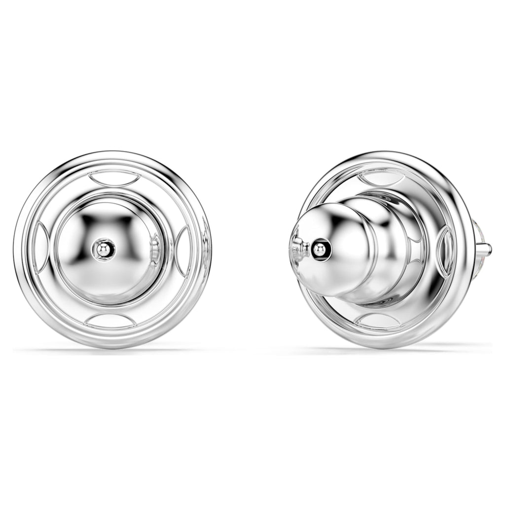 Swarovski Stilla Attract stud earrings Round cut, White, Rhodium plated