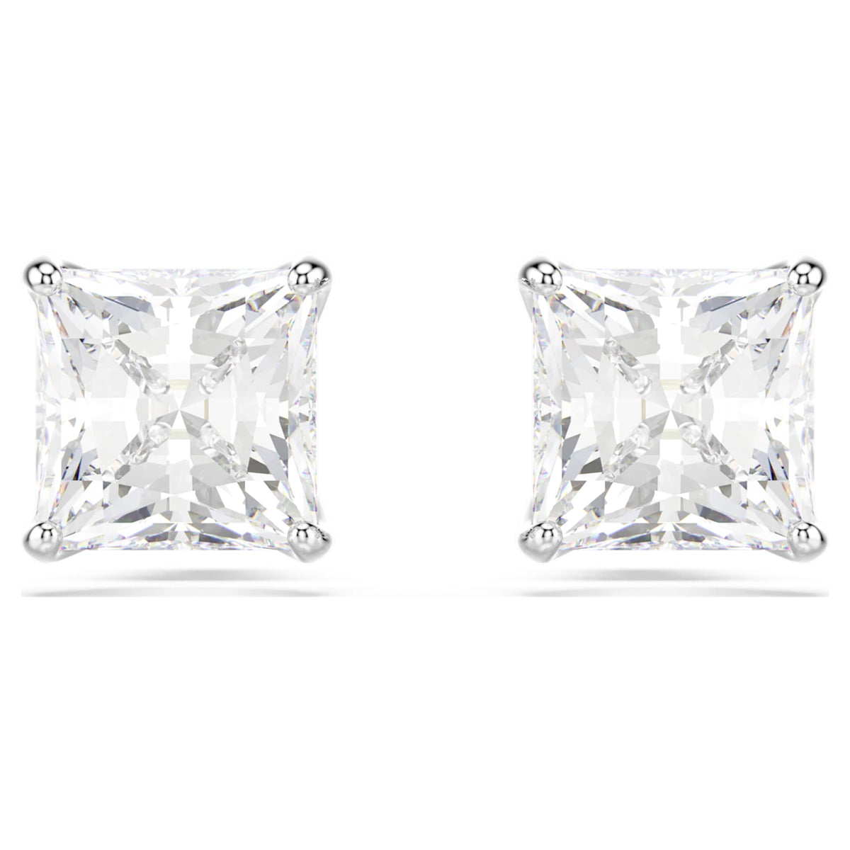 Swarovski Stilla Attract stud earrings with white square-cut accents and rhodium plating