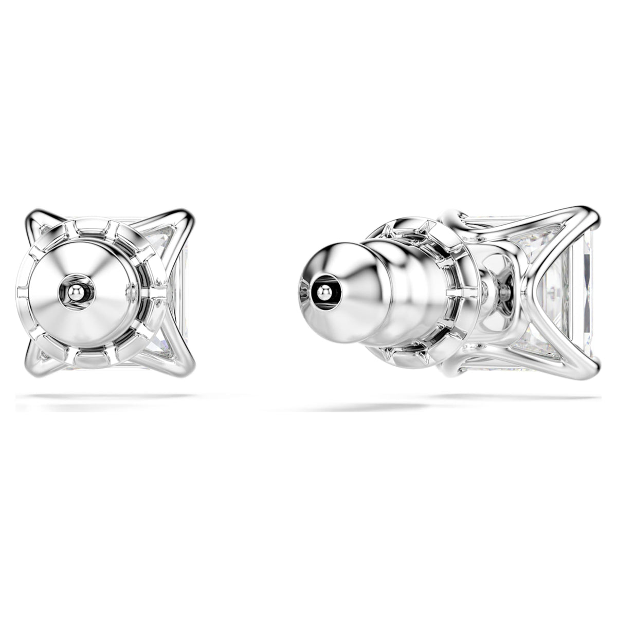 Swarovski Stilla Attract stud earrings with white square-cut accents and rhodium plating