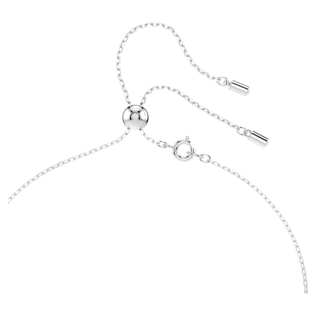 Swarovski Stilla Attract Y necklace with blue round-cut accents and rhodium plating