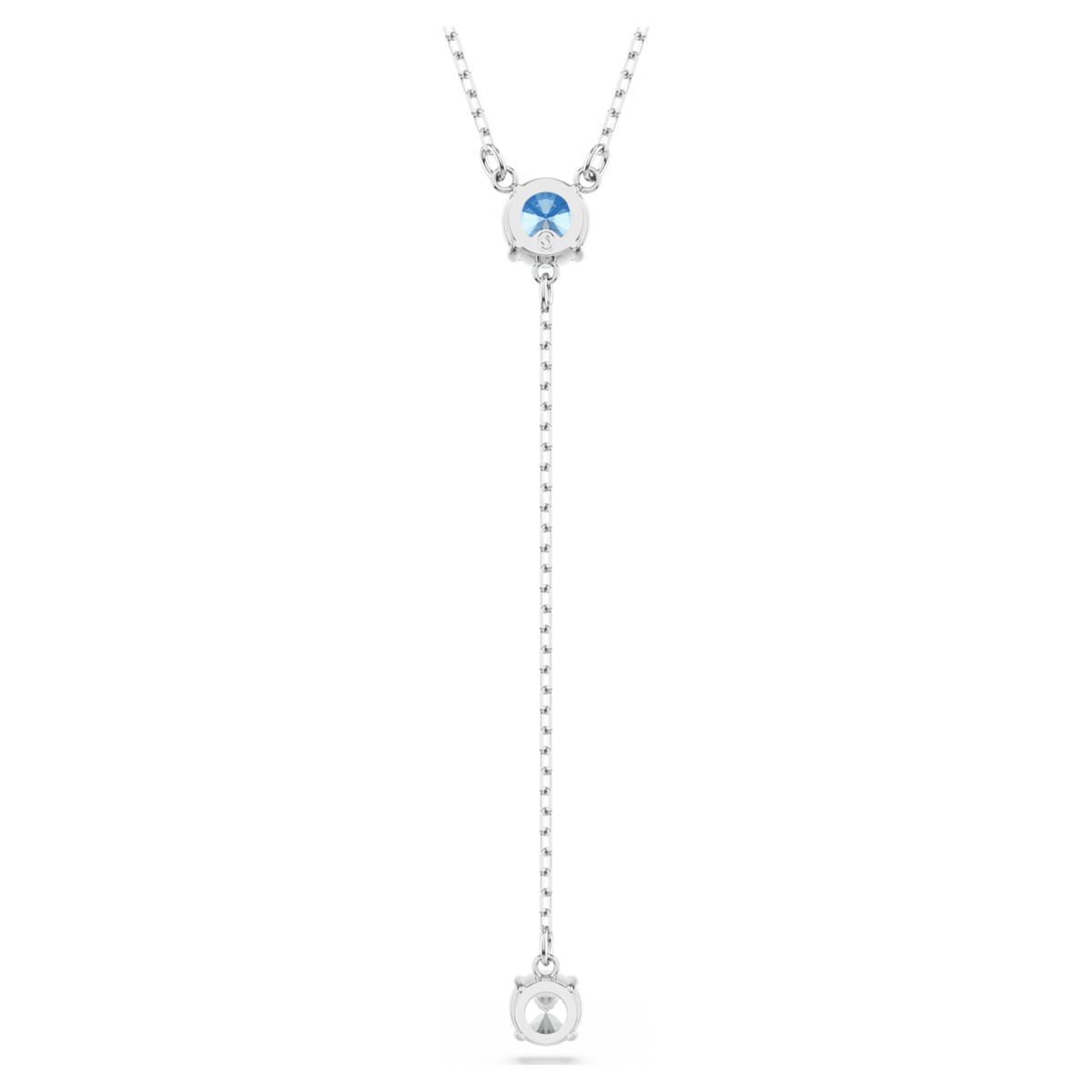 Swarovski Stilla Attract Y necklace with blue round-cut accents and rhodium plating
