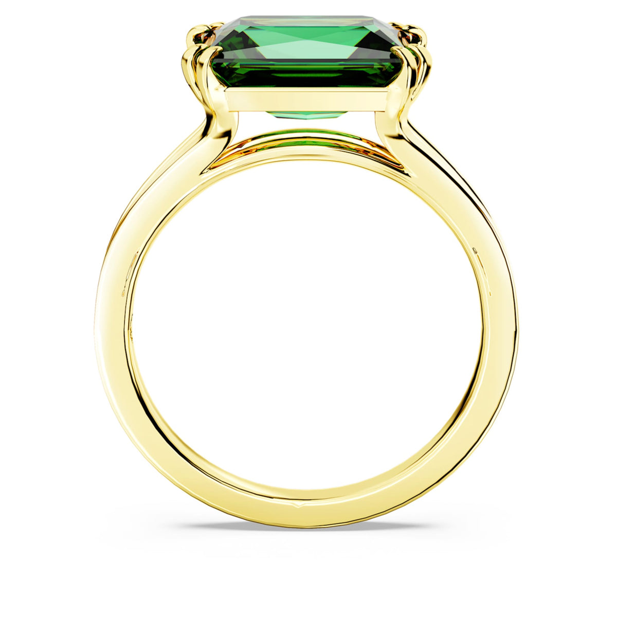 Swarovski Stilla cocktail ring Rectangular cut, Green, 18K gold finish