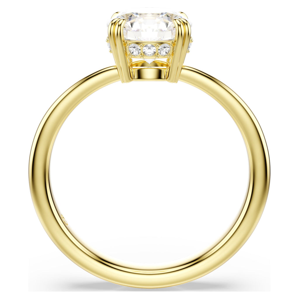 Swarovski Stilla cocktail ring with white round-cut accents and an 18K gold finish