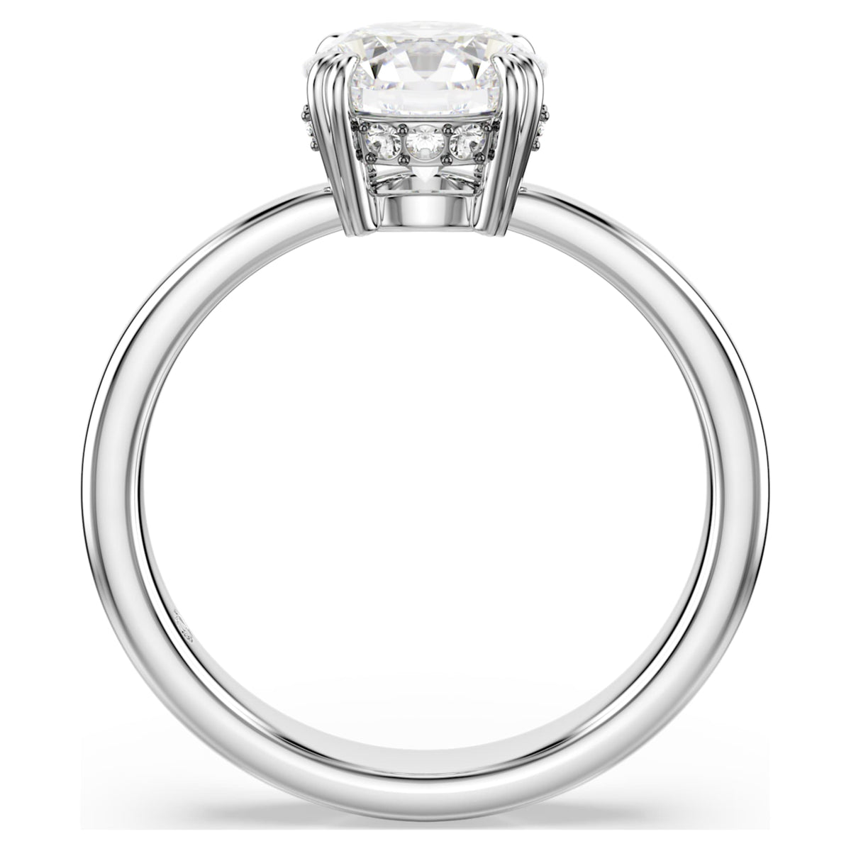 Swarovski Stilla cocktail ring Round cut, White, Silver-tone finish