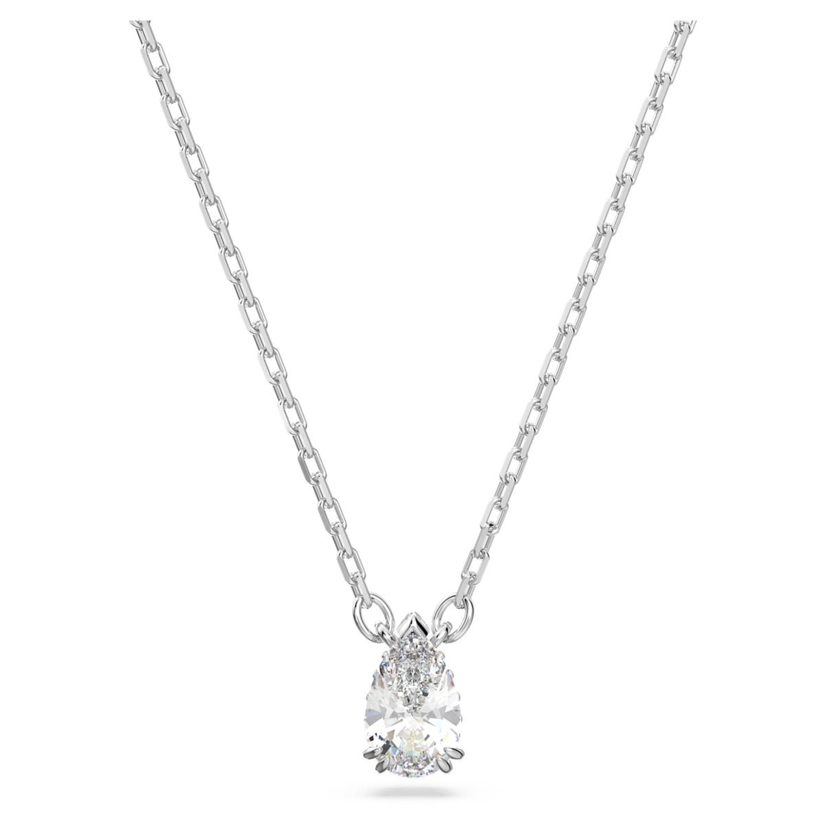 Swarovski Stilla pendant Pear cut, White, Rhodium plated