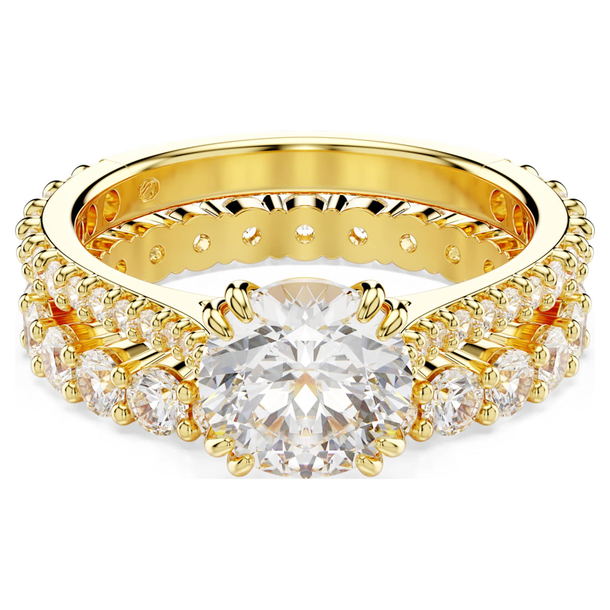 Swarovski Stilla ring Set (2), Round cut, White, 18K gold finish