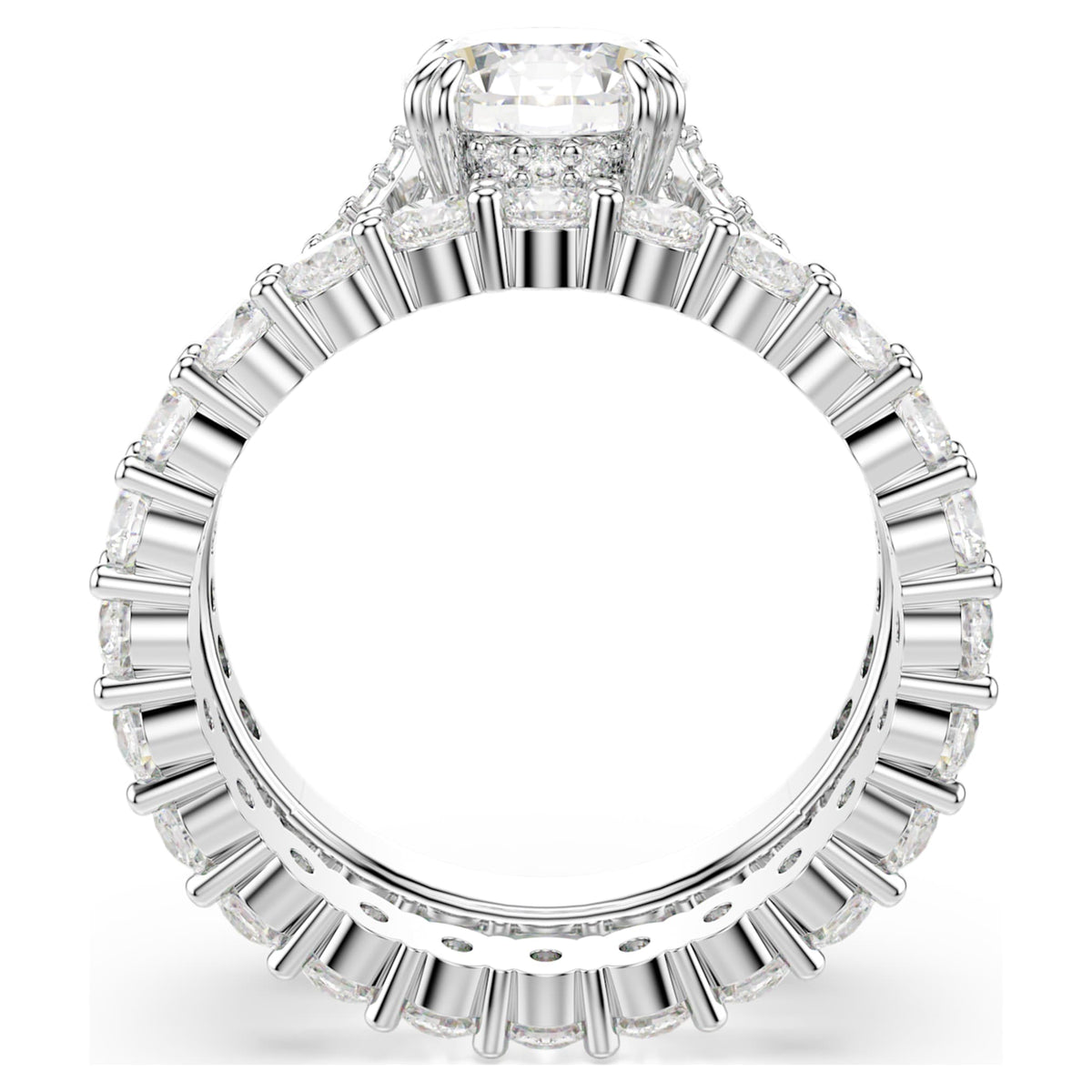 Swarovski Stilla ring Set (2), Round cut, White, Rhodium plated