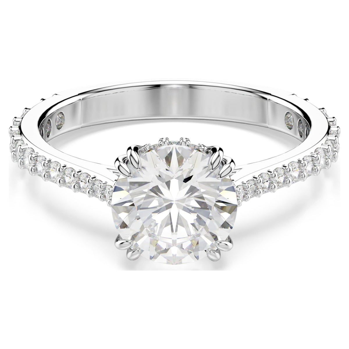 Swarovski Stilla ring Set (2), Round cut, White, Rhodium plated