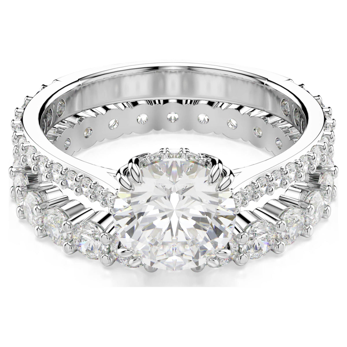 Swarovski Stilla ring Set (2), Round cut, White, Rhodium plated