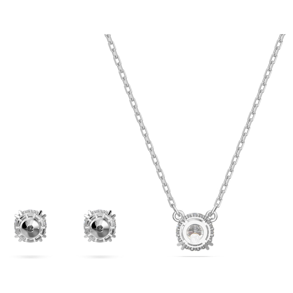 Swarovski Stilla set with white round-cut accents and rhodium plating