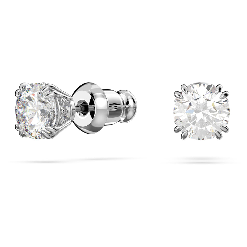 Swarovski Stilla set with white round-cut accents and rhodium plating