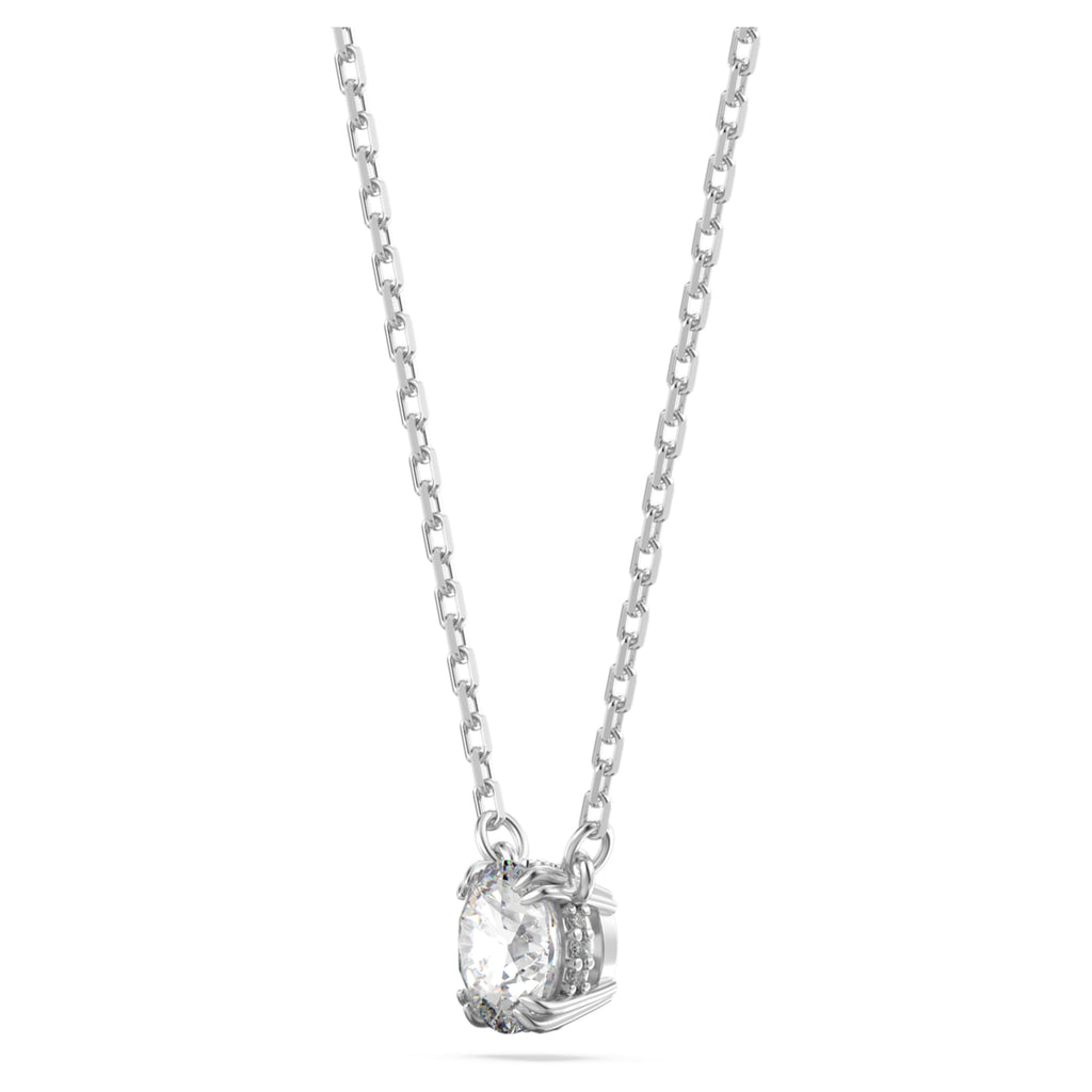 Swarovski Stilla set with white round-cut accents and rhodium plating