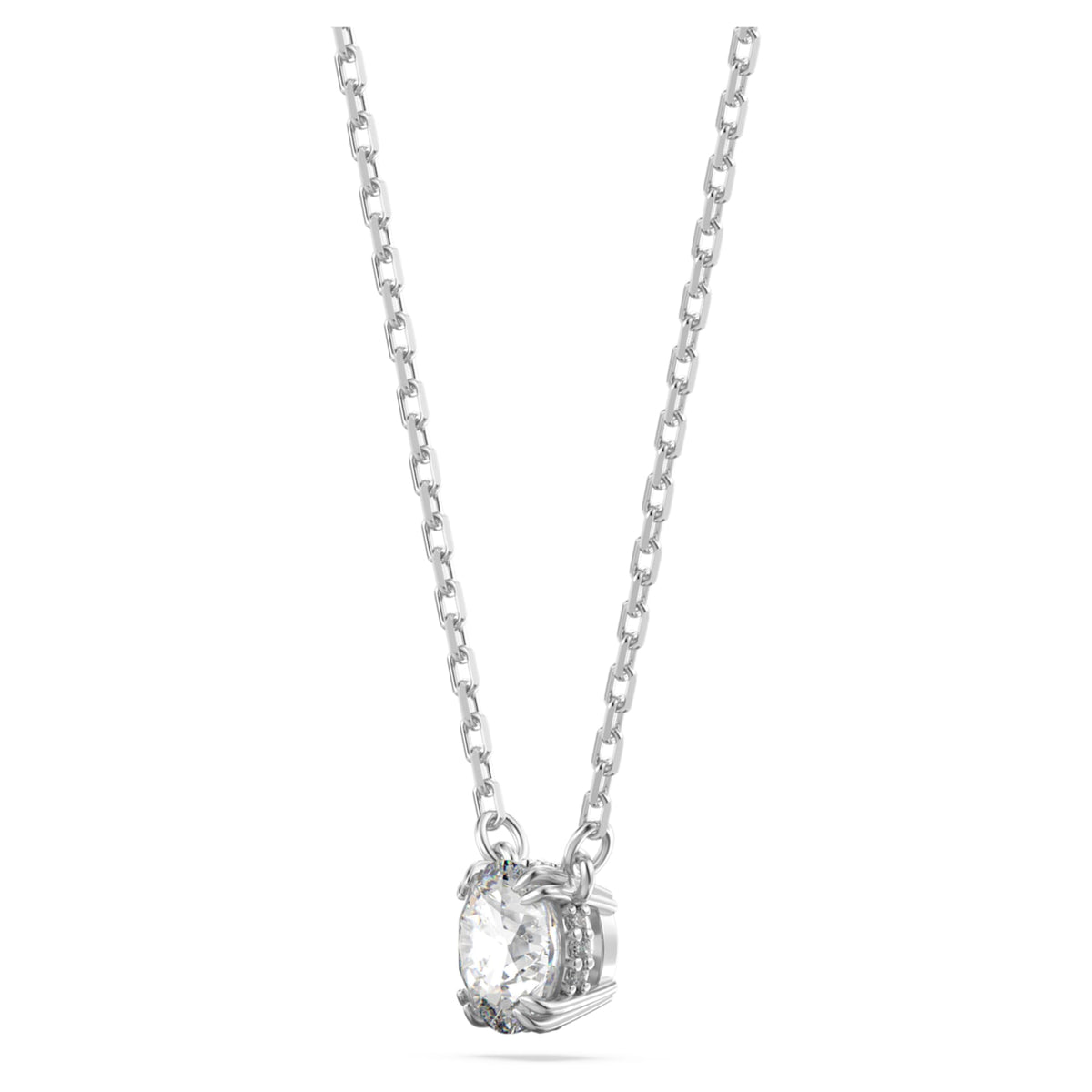 Swarovski Stilla set with white round-cut accents and rhodium plating