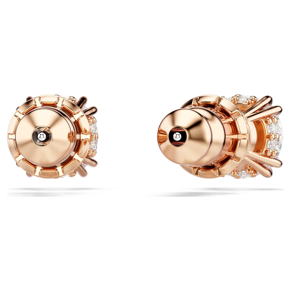 Swarovski Stilla stud earrings with white round-cut accents and an 18K rose gold finish