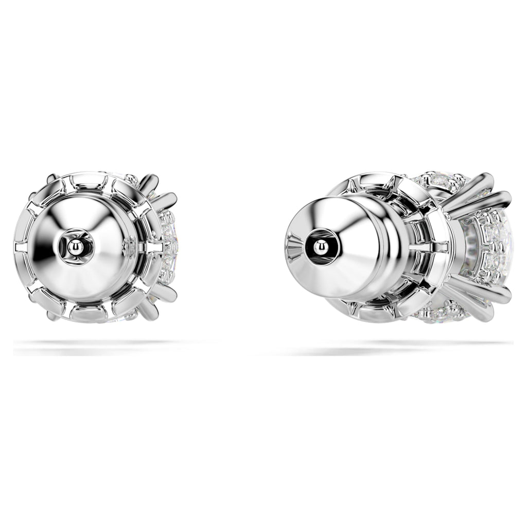Swarovski Stilla stud earrings with white round-cut accents and rhodium plating