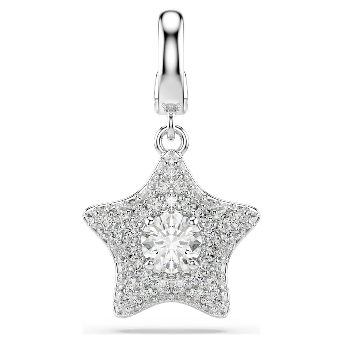 Swarovski Sublima charm Round cut, Star, White, Rhodium plated
