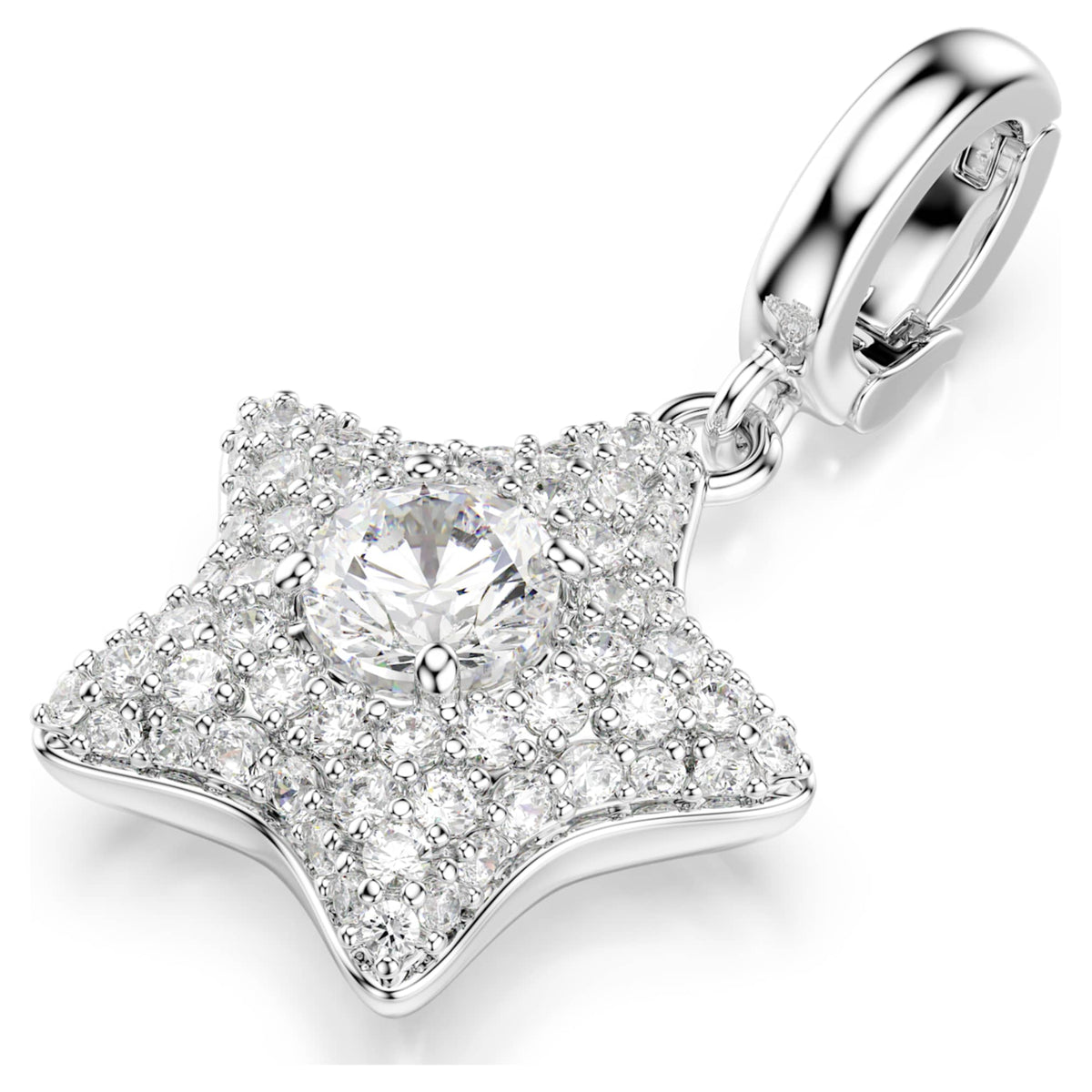 Swarovski Sublima charm Round cut, Star, White, Rhodium plated