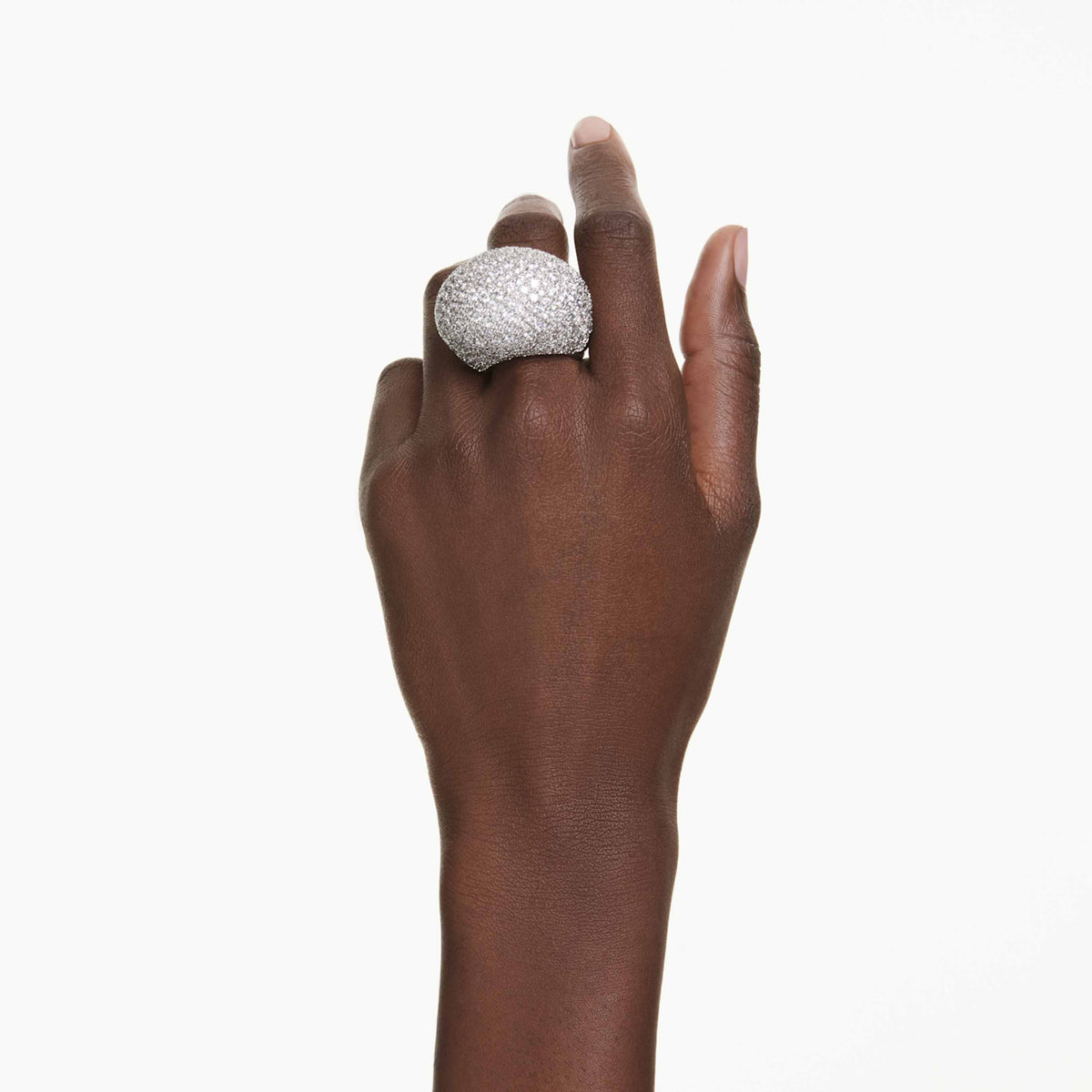 Swarovski Sublima cocktail ring Large, White, Rhodium plated