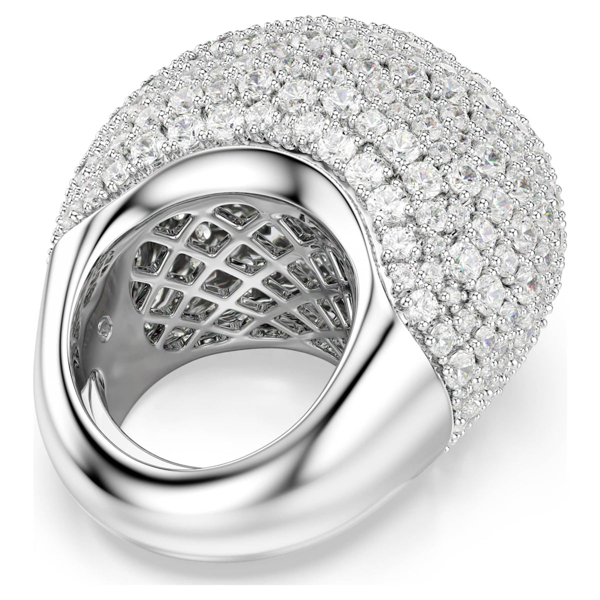Swarovski Sublima cocktail ring Large, White, Rhodium plated