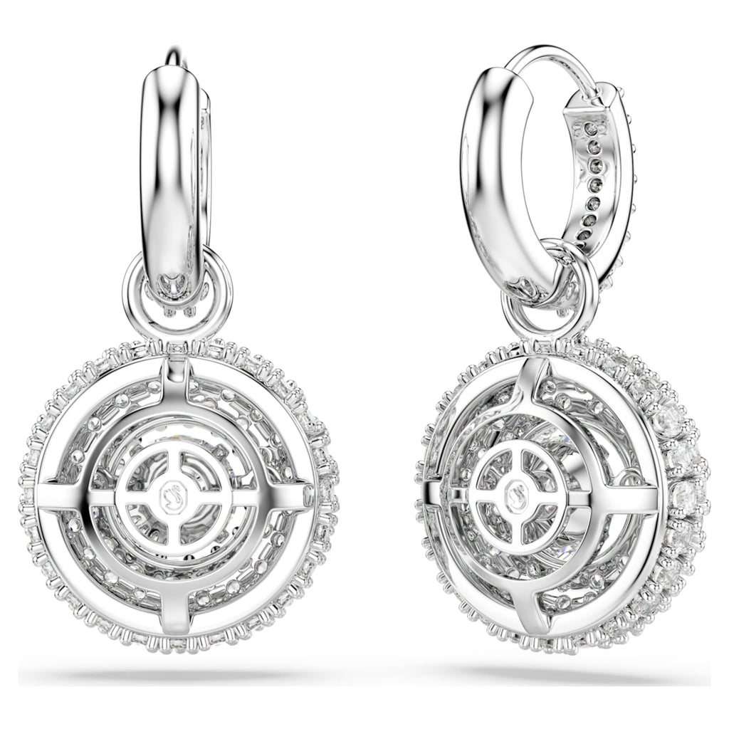 Swarovski Sublima drop earrings with white round-cut accents and rhodium plating