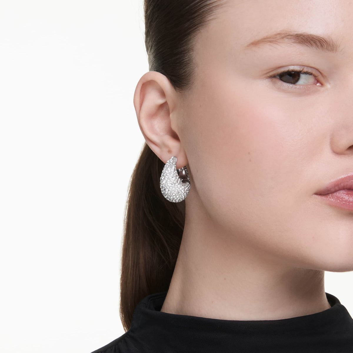 Swarovski Sublima earrings Large, White, Rhodium plated