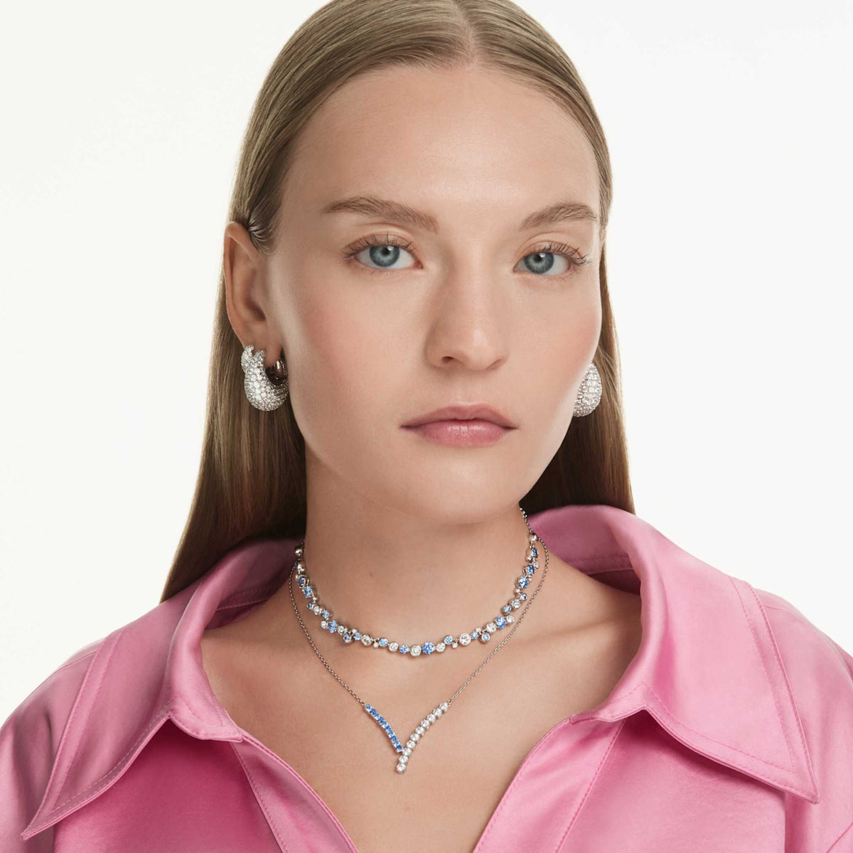 Swarovski Sublima earrings White, Rhodium plated