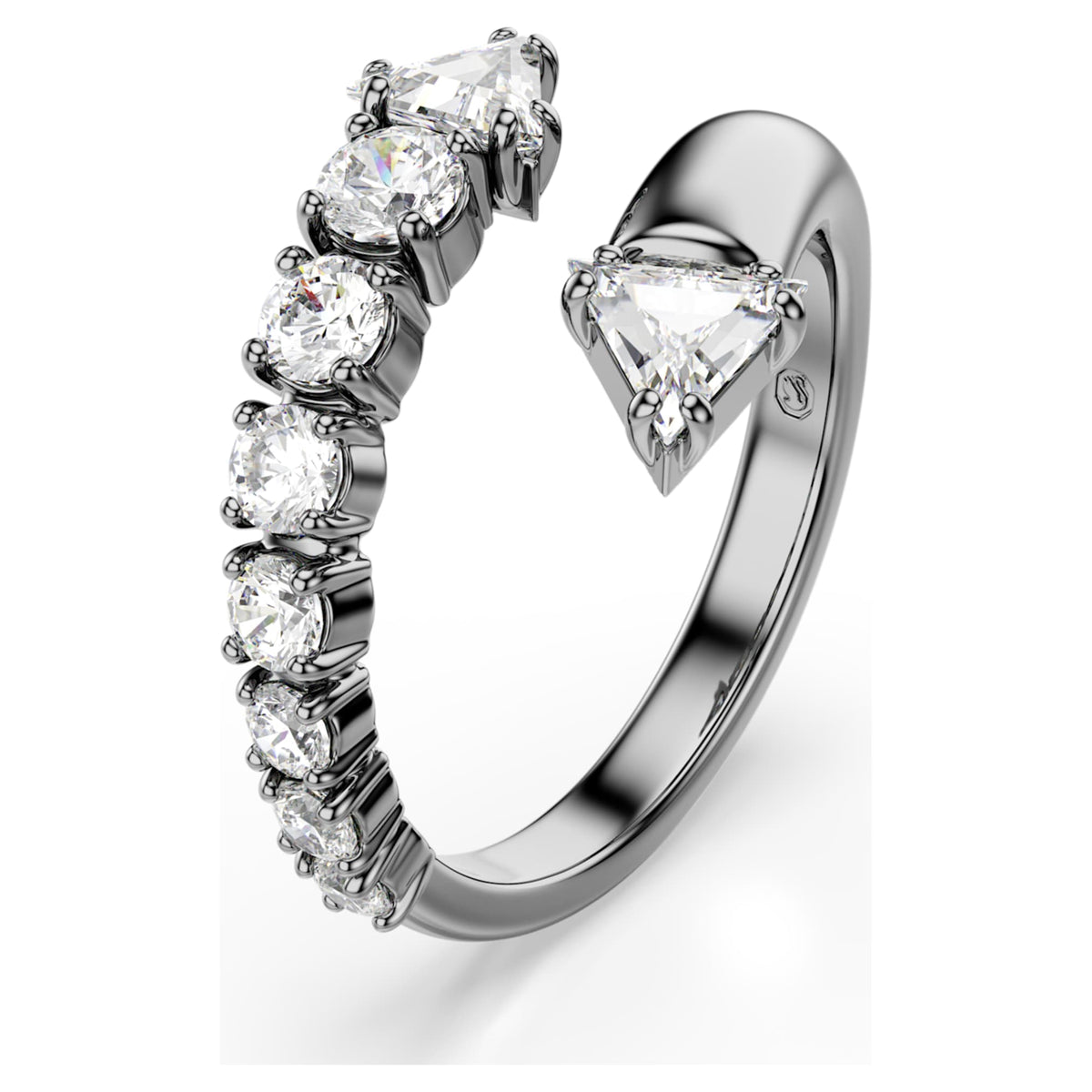 Swarovski Sublima open ring Mixed cuts, White, Ruthenium plated