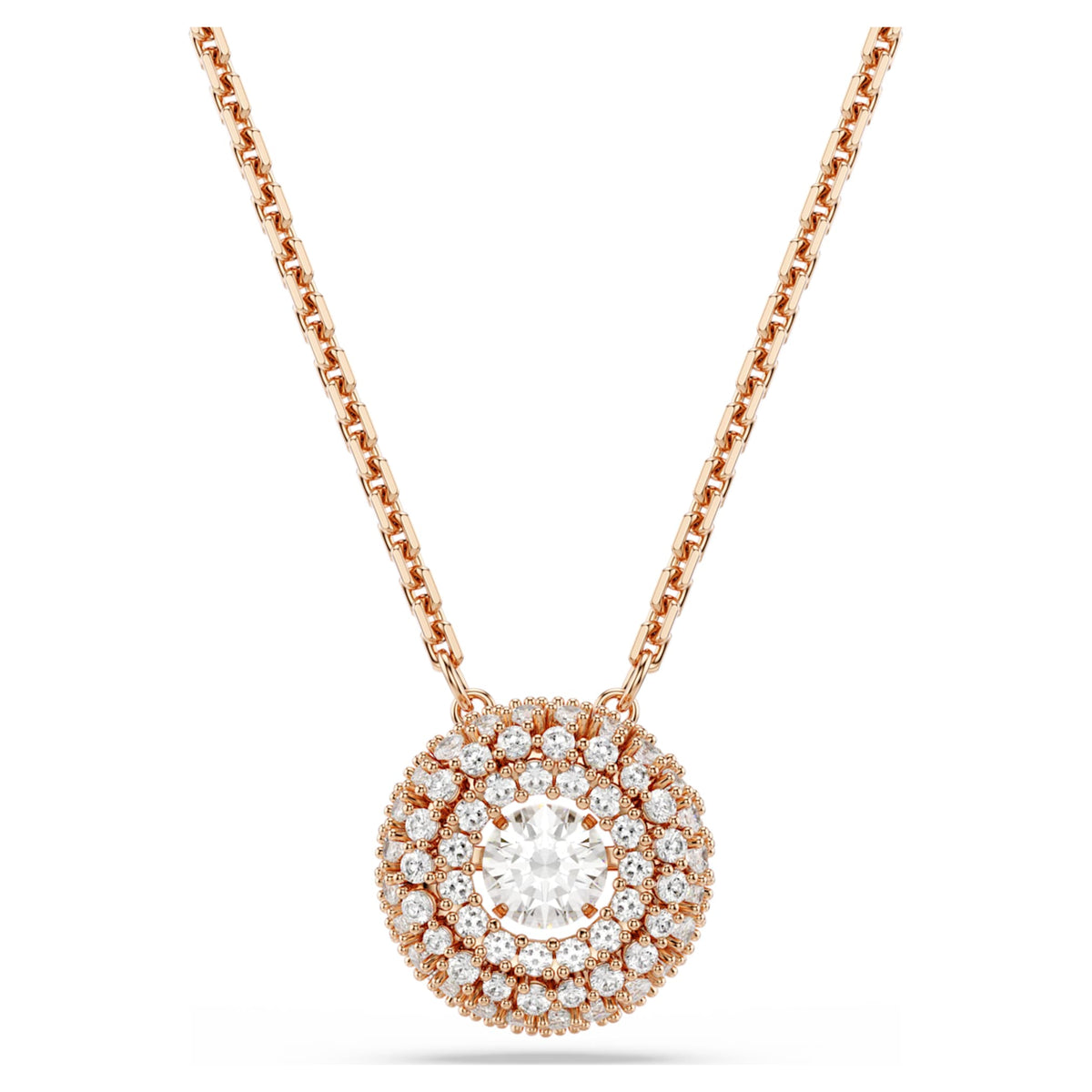 Swarovski Sublima pendant Round cut, White, 18K rose gold finish