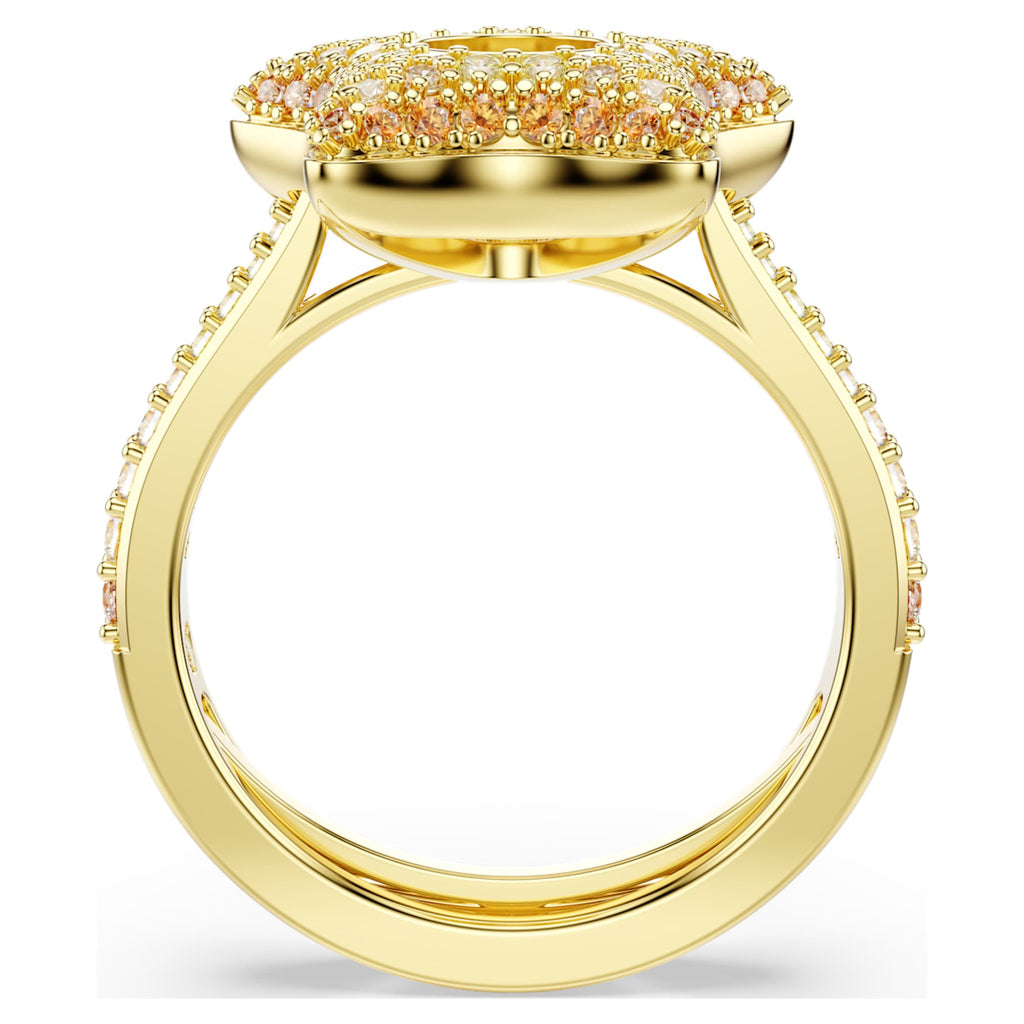 Swarovski Sublima ring featuring a star motif with multicolored round-cut accents and an 18K gold finish