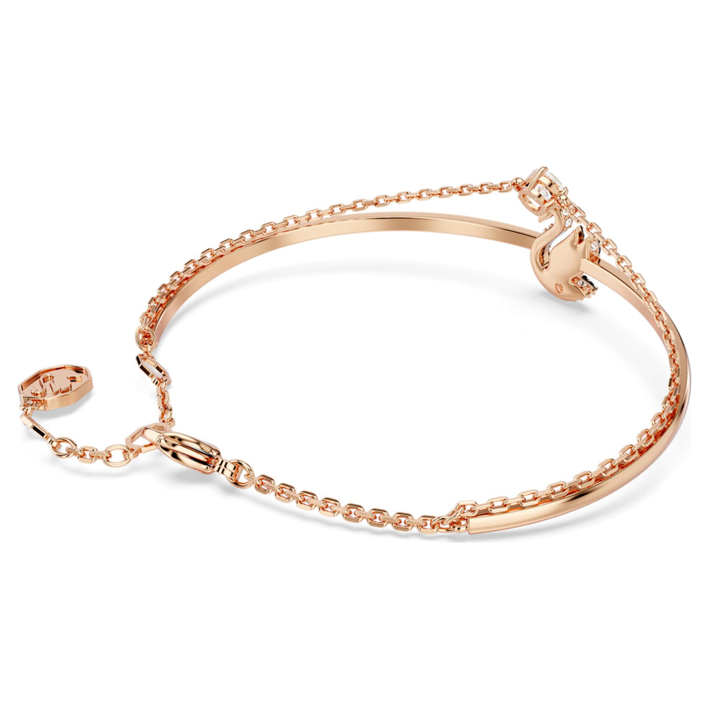 Swarovski Swan bangle with black accents and an 18K rose gold finish