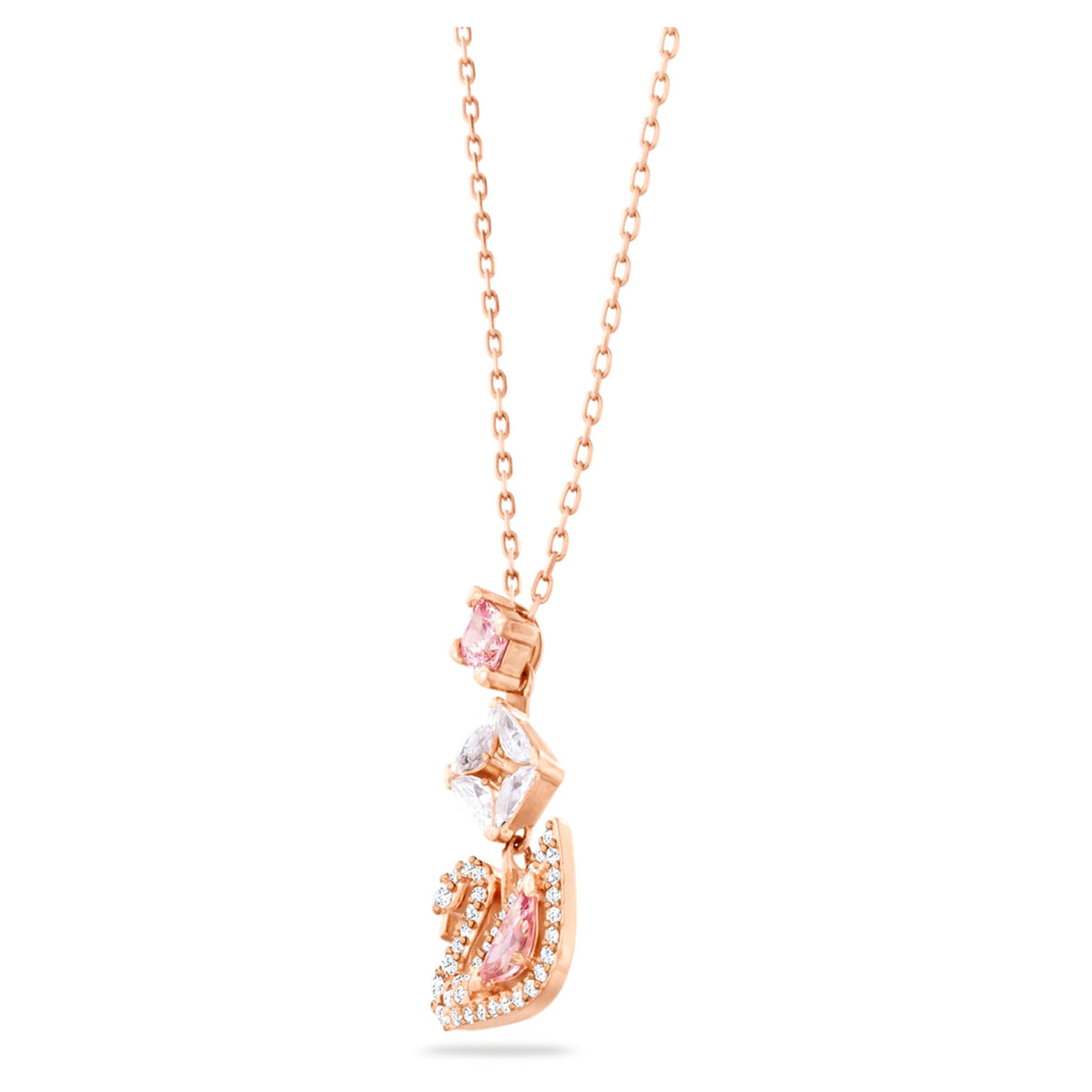 Swarovski Swan pendant Swan, Pink, 18K rose gold finish