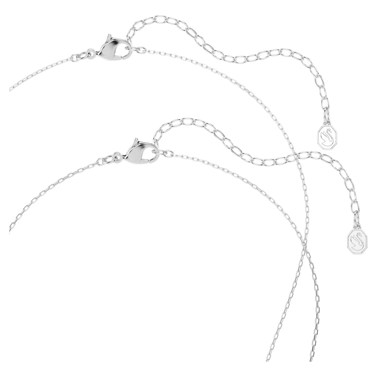 Swarovski Symbolica necklace featuring a moon motif with blue round-cut accents and rhodium plating
