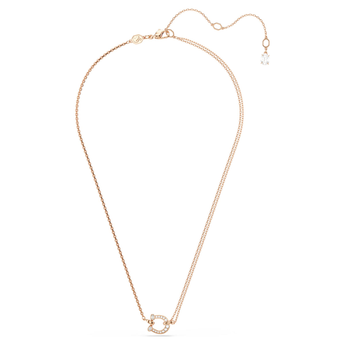 Swarovski Symbolica pendant Pavé, Horse shoe, White, 18K rose gold finish