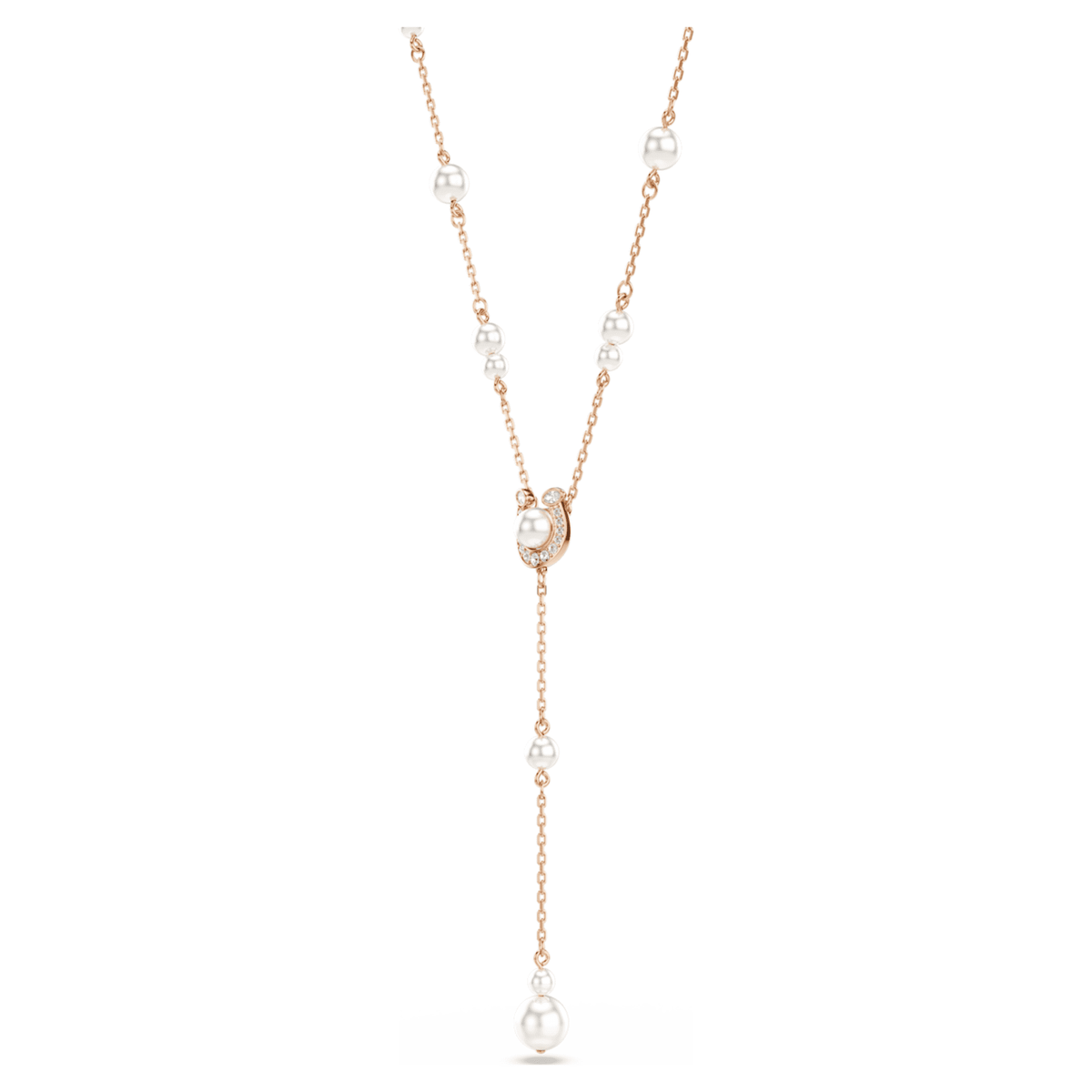 Swarovski Symbolica y necklace Crystal pearl, Pavé, Horse shoe, White, 18K rose gold finish