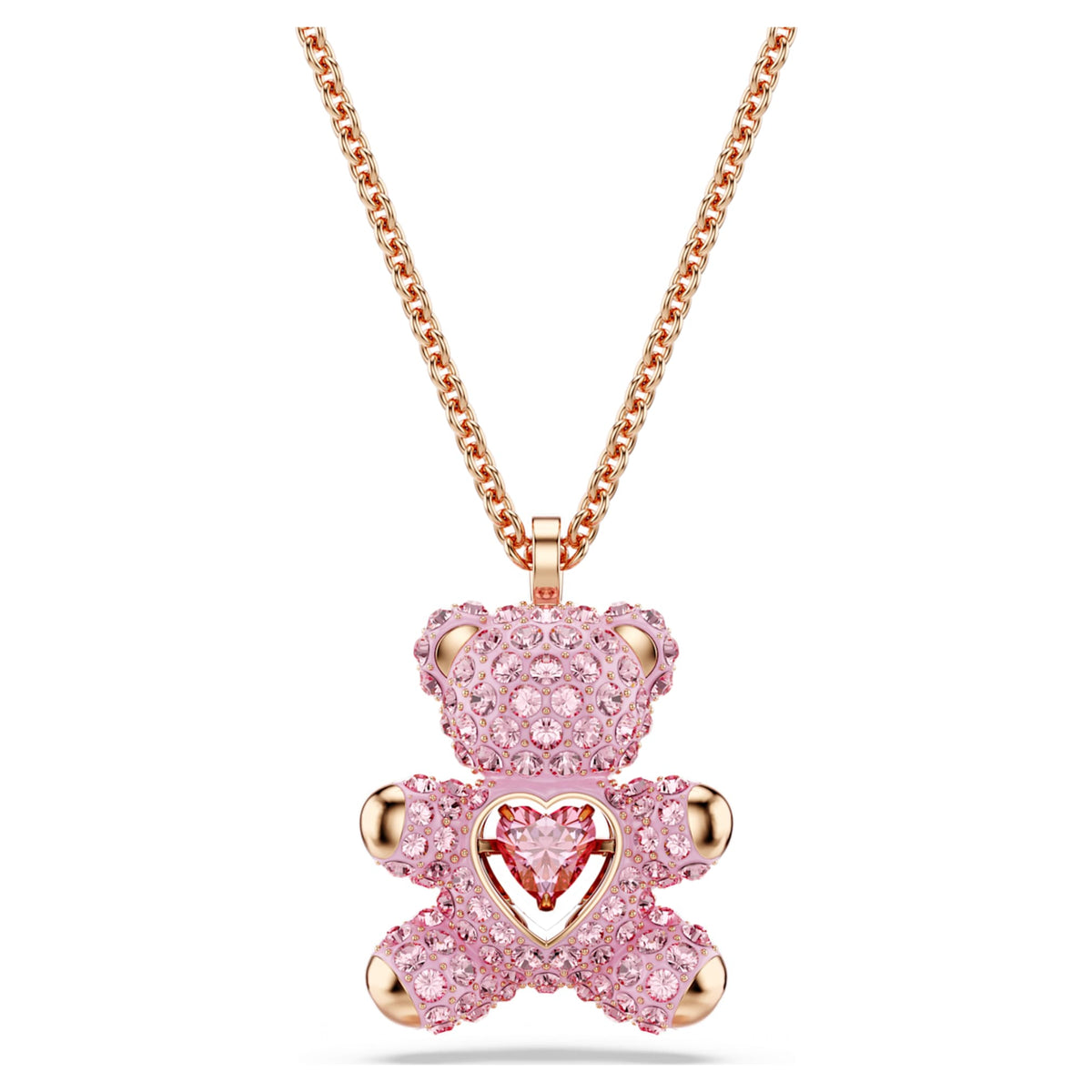 Swarovski Teddy pendant Bear, Pink, 18K rose gold finish