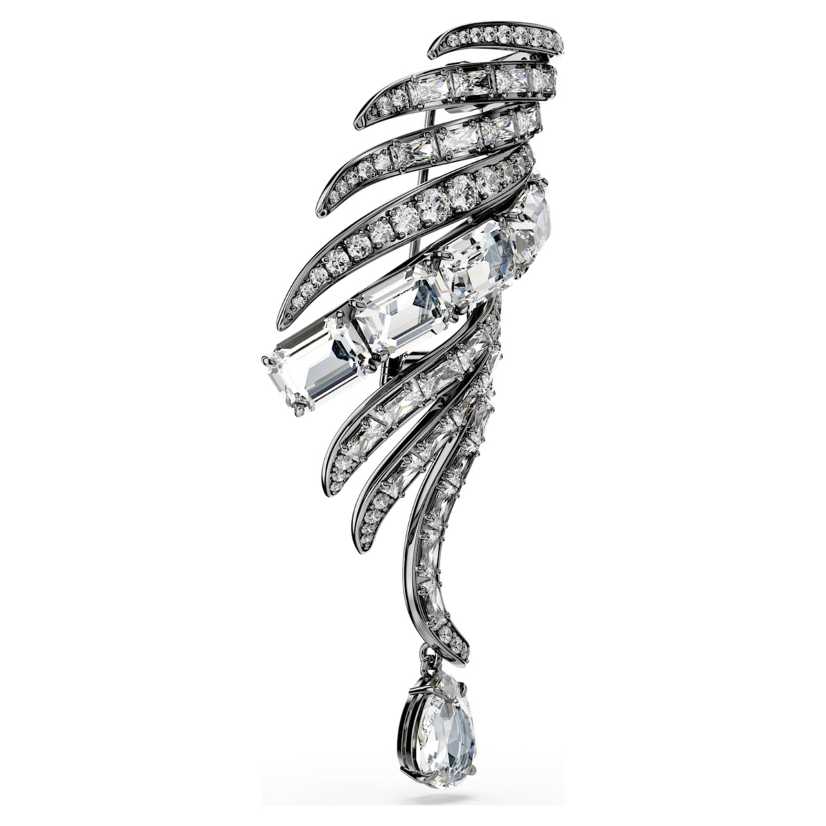 Swarovski The Vienna Collection brooch Feather, White, Ruthenium plated