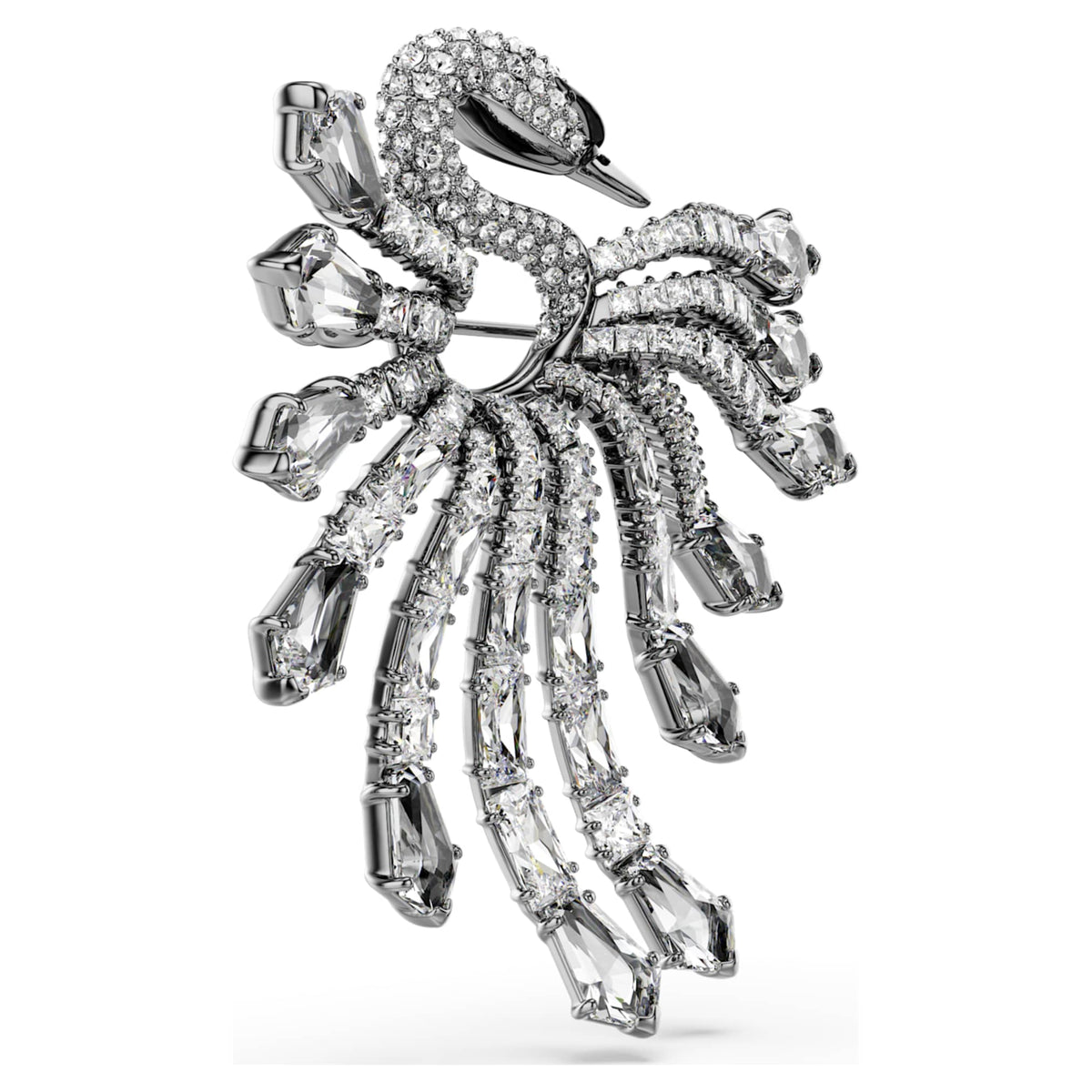 Swarovski The Vienna Collection brooch Swan, White, Ruthenium plated
