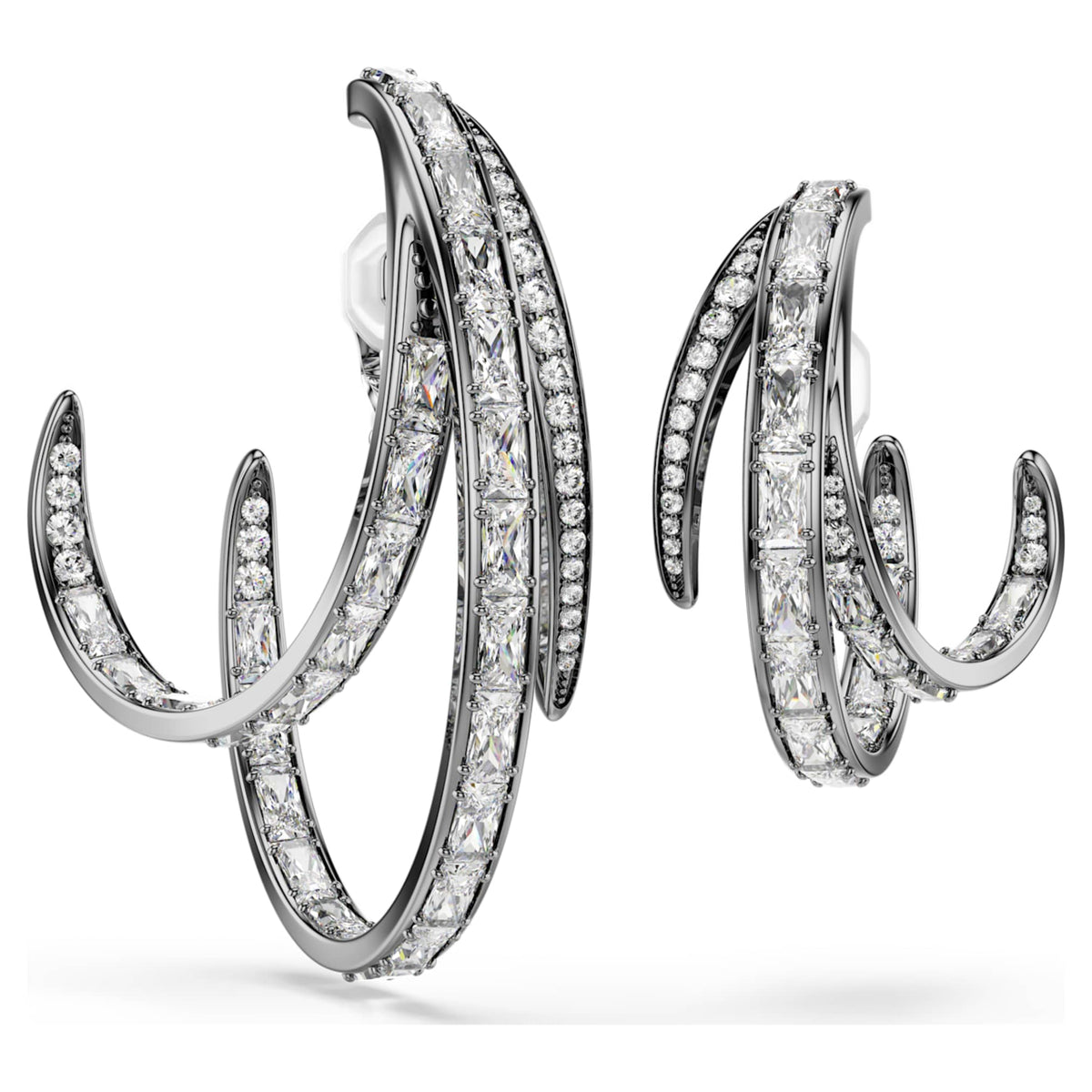 Swarovski The Vienna Collection ear cuff set (3) Feather, White, Ruthenium plated