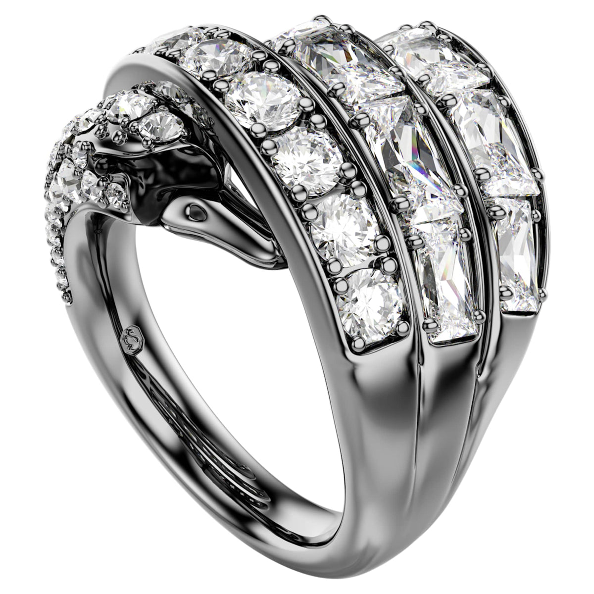 Swarovski The Vienna Collection ring Swan, White, Ruthenium plated