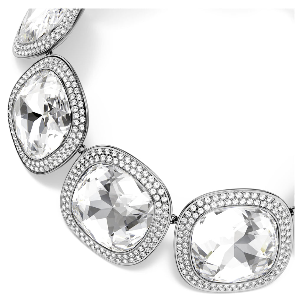 Swarovski Una Angelic choker with white cushion-cut accents and ruthenium plating