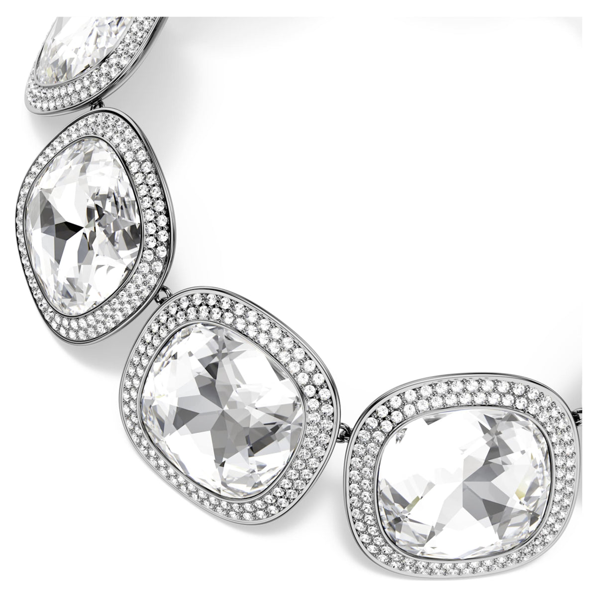 Swarovski Una Angelic choker with white cushion-cut accents and ruthenium plating