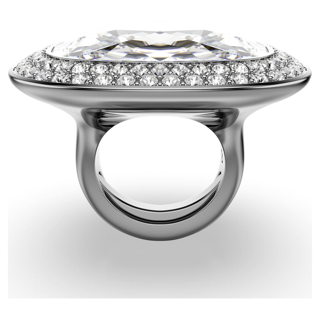 Swarovski Una Angelic cocktail ring with white cushion-cut accents and ruthenium plating