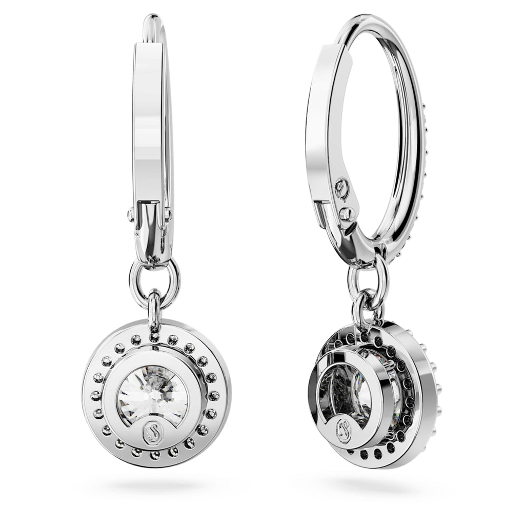 Swarovski Una Angelic drop earrings with white round-cut accents and rhodium plating