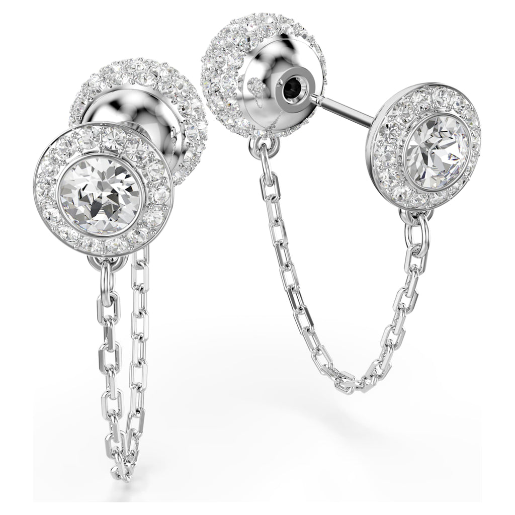 Swarovski Una Angelic drop earrings with white round-cut accents and rhodium plating