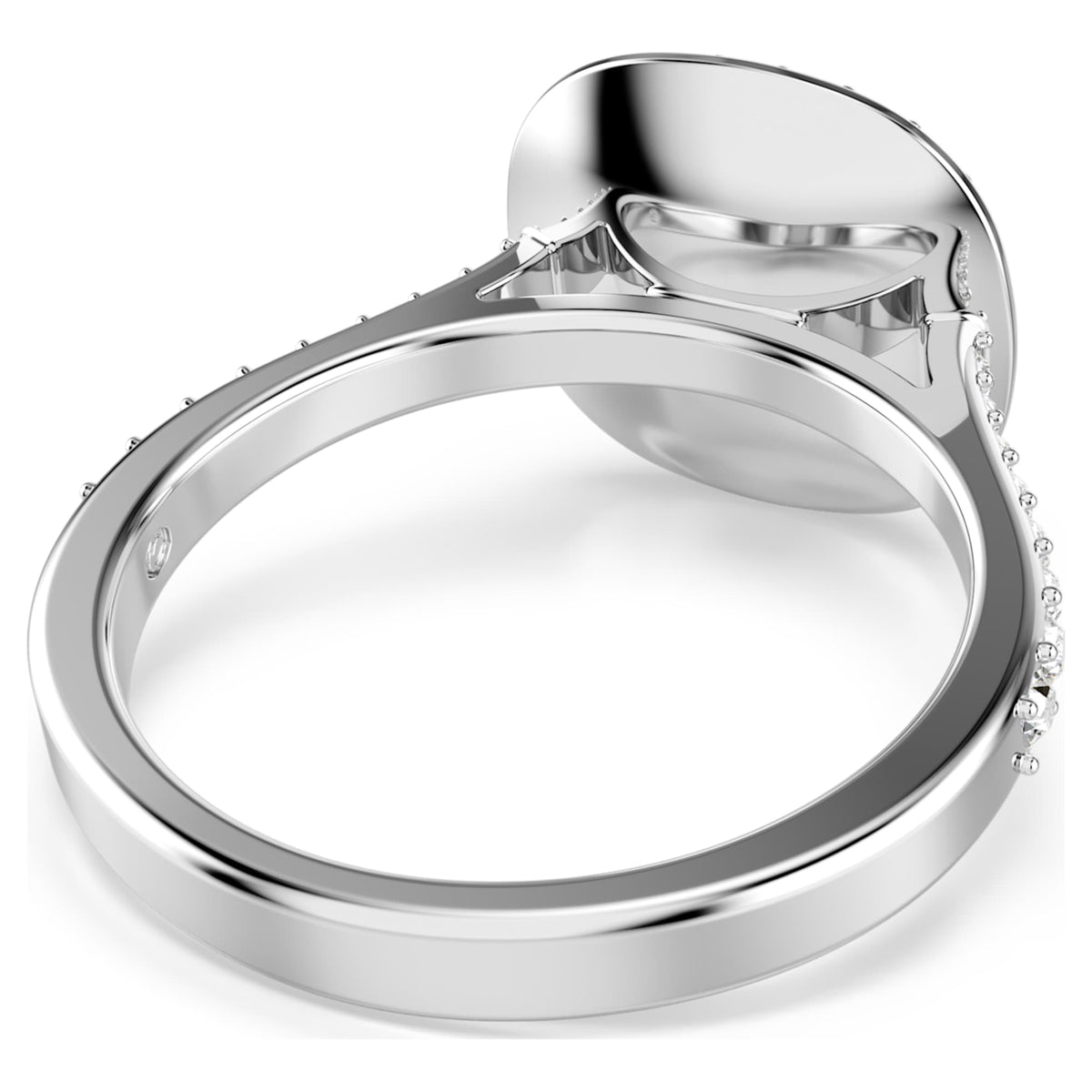 Swarovski Una Angelic halo ring with white cushion-cut accents and rhodium plating