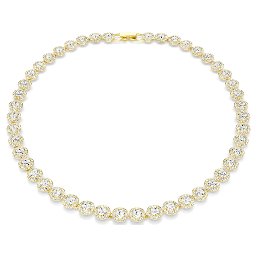 Swarovski Una Angelic necklace with white round-cut accents and an 18K gold finish