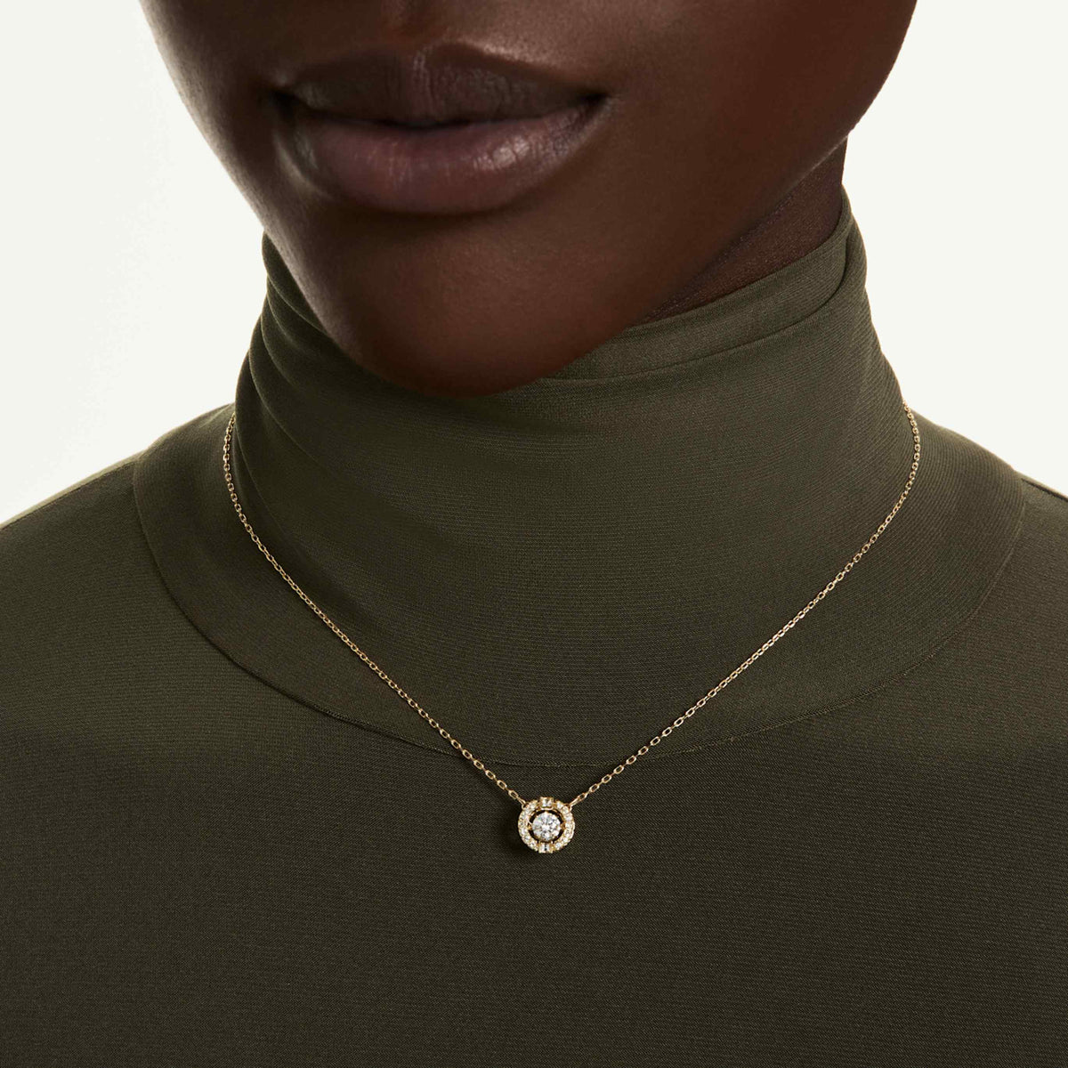 Swarovski Una necklace with white round-cut accents and an 18K rose gold finish
