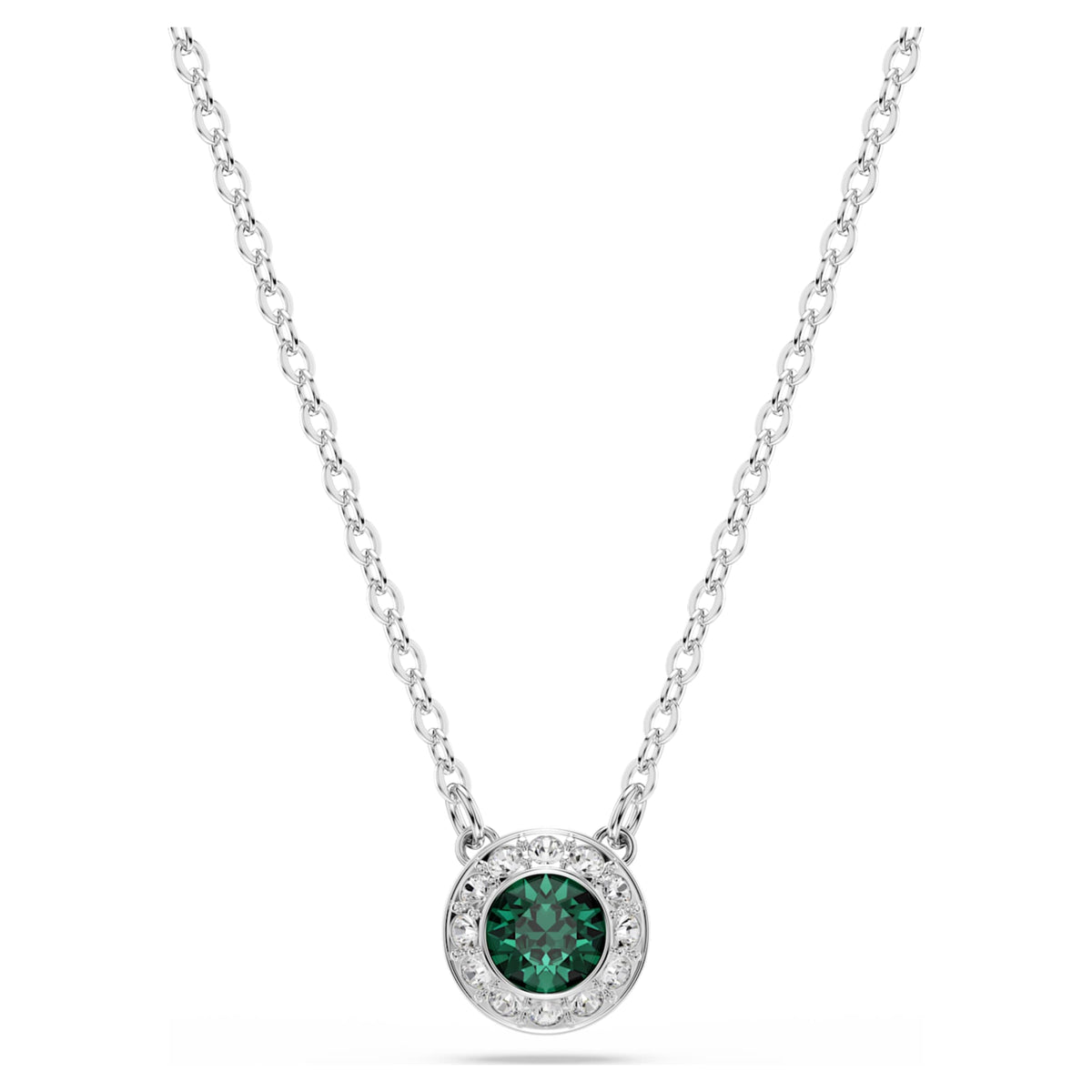 Swarovski Una Angelic pendant Round cut, Green, Rhodium plated